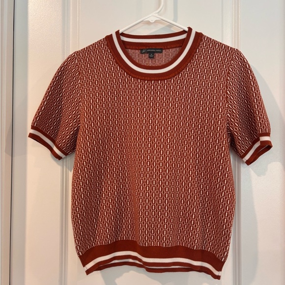 Adrianna Papell Red and White Crew Neck Sweater - Picture 1 of 5